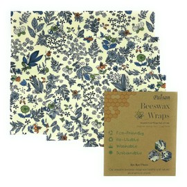 Beeswax Wraps 3 Packs - Organic Cotton - Eco Friendly Wax Sheet Wrappers - Plastic and Silicone Free - Reusable Beeswax Food Wraps in 3 Sizes (S,M,L) (Floral Print)