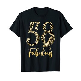 mb 58th Birthday 58 And Fabulous Leopard Print High Heels T-Shirt