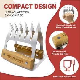 Papa Gifts, Papa Christmas Meat Claw Gifts from Grandkids, Meat Shredder Claws for Pork, Chicken BBQ Smoker Accessories, Papa Birthday Gift for Outdoor Indoor Cooking Fathers Day New Year Party