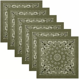 Rothco Olive Drab Paisley Trainmen Bandana 6-Pack Dust Mask Headband Skull Cap 22"x22"