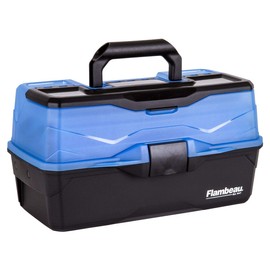Flambeau Outdoors 6383FB 3-Tray Tackle Box - Classic Fishing Lure Storage Organizer, Large Portable Tackle Box, 32 Tray Compartments, Frost Blue/Black