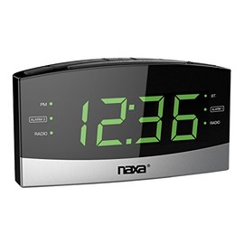 Naxa NRC-181 Bluetooth Easy-Read Dual-Alarm Clock with Daily Repeat