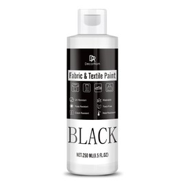 Black Fabric Paint - 8.5 oz Fabric Paint Black for Clothes Permanent, Non-Toxic Black Textile Paint for DIY Fabric Painting, Clothing Paint for T-shirts, Shoes Leather, Jeans, Bags, Canvas
