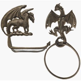 Konjouror Cast Iron Antique Dragon Towel Ring, Wall Mounted Medieval/Gothic Accessories for Bathroom