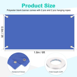 PATIKIL Blank Banners Signs to Decorate 3'x6' Sublimation Blue Banner with Hanging Rope for Business Outside Outdoor Wall, 2 Set