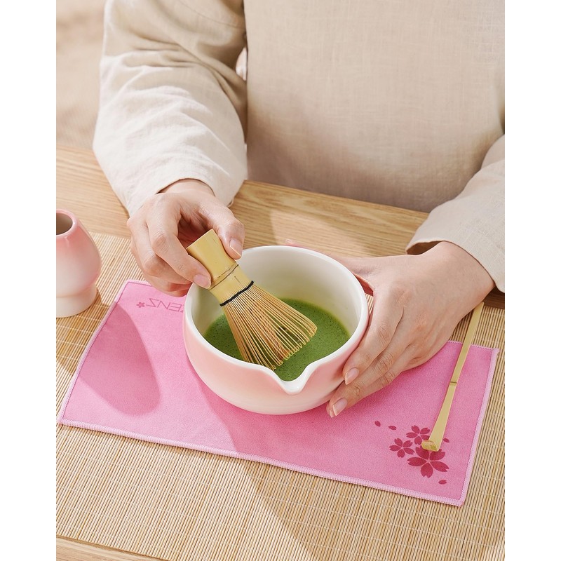 ZENS Matcha Set Pink, 6pcs Japanese Matcha Kit, Ceramic Matcha