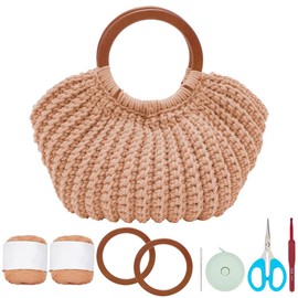 ACRNIGHEET Crochet Bag Kit for Adults Khaki Colored Handbag Crochet Kit for Beginners Knitting Purse Starters Set DIY Craft Making Kit with Step-by-Step Instructions and Video Guidance