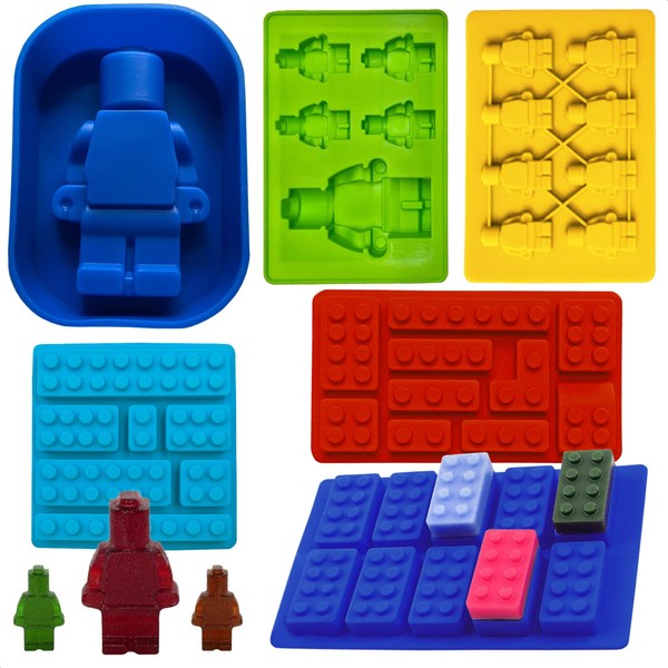 Building Block Silicone Molds for Baking Supplies - 6Pcs Brick Mold Silicone Ice Cube Mold Dome Silicone Mold Jelly Candy Making Supplies - Hot Chocolate Candy Molds Silicone Robot Candy Making Tools