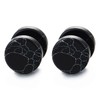 2pcs 10MM Black Marble Stud Earrings Men Women, Steel Cheater