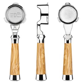 MUVNA 54mm Bottomless Portafilter, 3 Ears, Wood Grain Pattern, 16g Basket