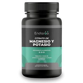 Endaroo Citrato de Magnesio con Citrato de Potasio, 500mg en cada Capsula,Frasco con 60 Capsulas