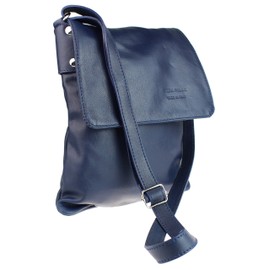 Girly Handbags Womens Genuine Soft Leather Italian Cross Body Messenger Bag Vera Plelle Shoulder Bag Flap Zipper - Navy