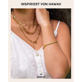 Purelei® Premium Bracelet (Gold), Women's Bracelet Made of Durable Stainless Steel, Waterproof Jewellery with Pendant, Adjustable Length 17-20 cm, Stainless Steel