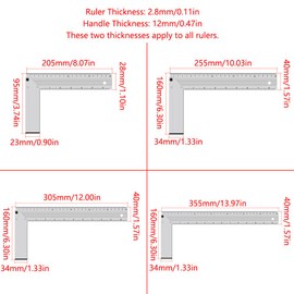 L-Shaped 90 Degree Angle Ruler 25cm/9in Measuring Ruler Aluminum Alloy Woodworking Ruler Right Angle Ruler Framing Tools for Carpenter Engineer