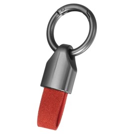 uxcell Car Key Chain Clip, Zinc Alloy Leather Car Keychain Key Fob Holder Keychain Key Chain Rings Detachable Decorative Keychains for Women Men, Metallic Black/Red