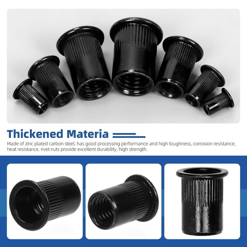 Glarks 30Pcs M12 Rivet Nuts - Carbon Steel Metric Flat
