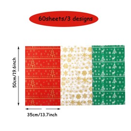 Jwssor Christmas Tissue Paper,60 Sheets Snow Christmas Tree Tissue Paper,50x35 cm Gift Wrapping Paper for Christmas Party Decoration