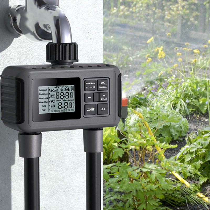 Sprinkler Timer 2 Zone Water Timer Programmable Rain Delay Manual
