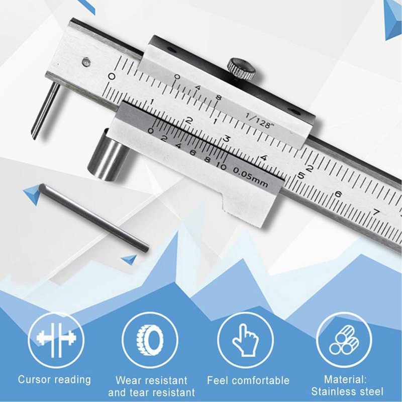 Yuecoom Parallel Crossed Caliper, 0-200mm Stainless Steel Vernier Scribing Caliper