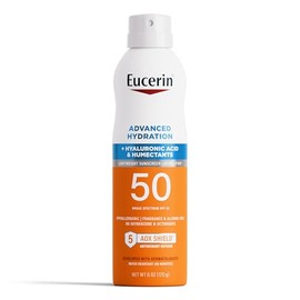 Eucerin Advanced Hydration Sunscreen Spray, SPF 50, 6 OZ | Lightweight Spray Sunscreen SPF 50 with Hyaluronic Acid and Humectants, Hypoallergenic, Fra