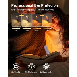 DEWENWILS USB Rechargeable Book Reading Light, LED Clip on Booklight Flexible Reading Lights in Bed, Car at Night, 4 Brightness Adjustable, Perfect for Bookworms, Kids (Purple)