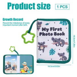Baby Photo Albums, Soft Polyester Baby Album Photo Book Holds 17pcs 4X6" Pictures with Hook Colourful My First Family Photo Album Baby Memory Book for Newborn Toddler Kids(Koala)
