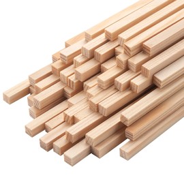 1/4" x 15"Square Wooden Dowel Rods, 50PCS Small Square Wooden Dowels Unfinished Wood Craft Sticks Hardwood Pieces Wooden Strips for Arts and DIYers, DIY Projects Home Decor Woodworking