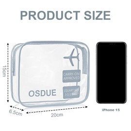 OSDUE Clear Travel Toiletries Bag, 3 Pcs TSA Approved Toiletry Bag with Zippers Clear Makeup Bags, Portable Waterproof Wash Bags Travel Accessories for Women and Men
