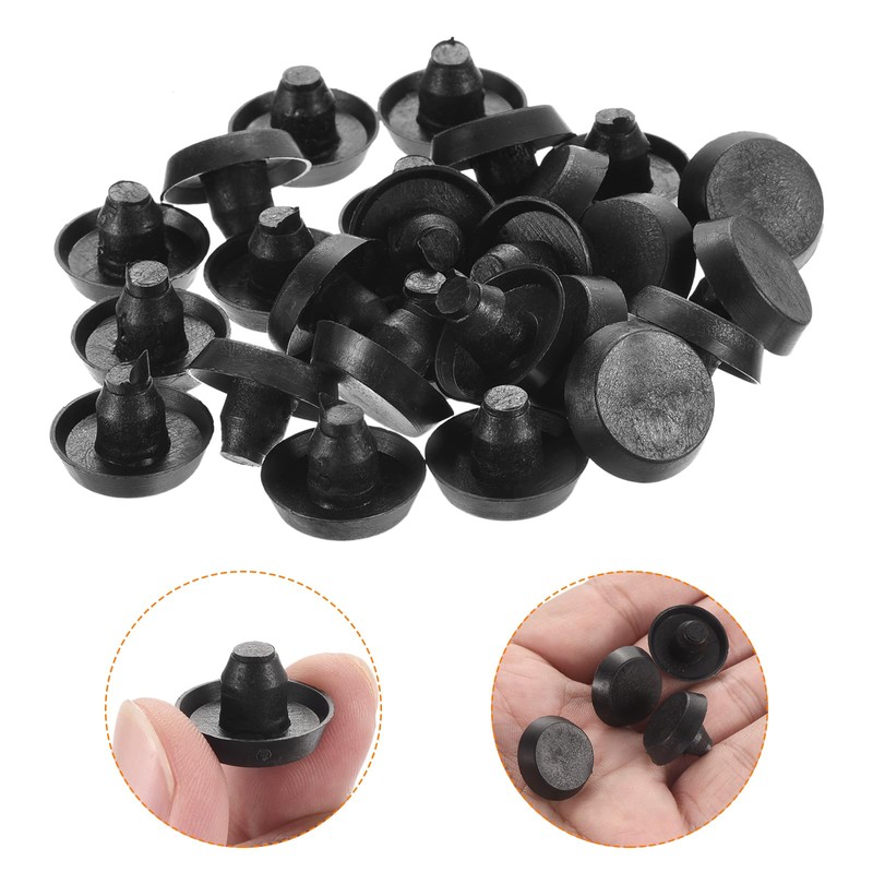 QUARKZMAN 36 Pieces Glass Top Buffers with Stem, 8mm/0.31" Black