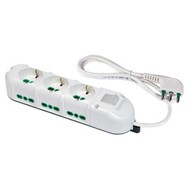 FANTON 48122-B Multiple Socket 3 Double Socket Strip for Large Italian Plugs - Small and German 6 Dual Socket Italian Power Strip Side for Small / Large