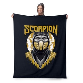 Mortal Kombat Silk Touch Sherpa Throw Blanket – Scorpion, Ultra-Soft Fleece Front with Cozy Sherpa Back, 50 x 60 Inches