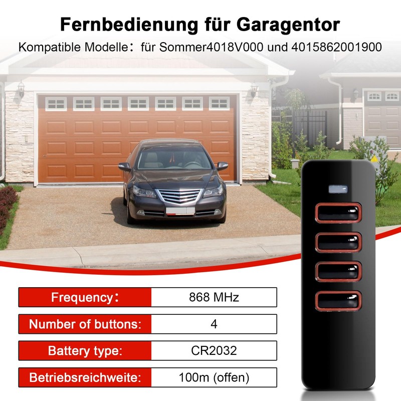868 MHz Garage Door Remote Control for Summer Pearl 4018V000