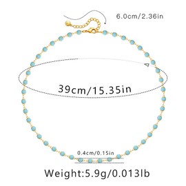 Blue Choker Necklace for Women Dainty 18k Gold Plated Boho Beaded Necklace Light Blue Bead Necklace Blue Necklaces Gold Chain Aquamarine Necklace for Women