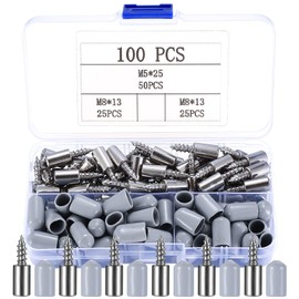 Pack of 50 Shelf Support with 50 Rubber Protection Covers, Self-Tapping Integrated Screw Laminate Bracket, Shelf Pins, Shelf Support, Shelf Holder for Furniture, Cabinets, Silver