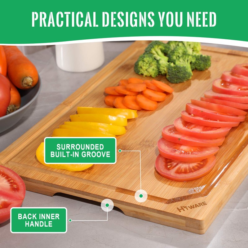 Hiware Extra Large Bamboo Cutting Board for Kitchen, Heavy Duty