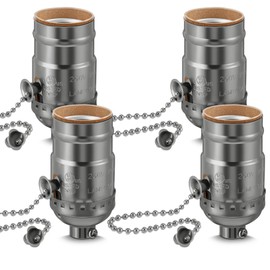 Saysurey 4 Pcs Pull Chain Lamp Socket Replacement, E26 Standard Threaded Base, Light Socket with Pull Chain, Lamp Parts for Repair (Black)