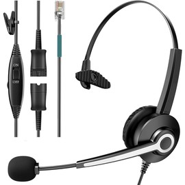 Monaural Corded Telephone Headset, with Noise Canceling Mic + Quick Disconnect for 2465 2564 480 6402D A100 S10 300 301 430 DTU-8 DTU-16 5010 5020 and Other Office Landline Deskphones(W681QRJ)