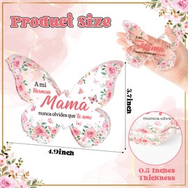 Yopyame Spanish Mom Birthday Gifts - Regalos para Mamá Acrylic Gift for Office Desk Mother’s Gifts from Daughter Son Keepsake Paperweight for Mom in Spanish Butterfly Plaque Sign for Home Table Shelf