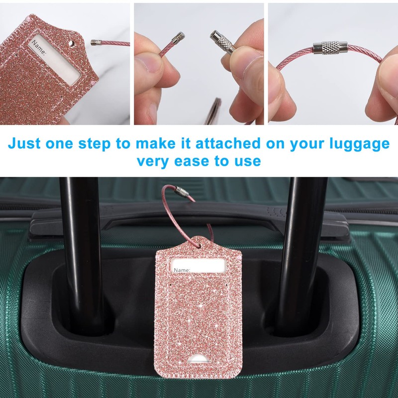 [2 Pack]Luggage Tags, ACdream Leather Case Luggage Bag Tags Travel