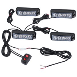 Justech 4er Warnlicht Stroboskoplicht Bernstein Warnung Beacon Mit KFZ-Ladegerät Notfall Licht Achtung Blinklicht 12V 24V Universal für Auto Fahrzeug Truck Trailer Caravan Camper Van