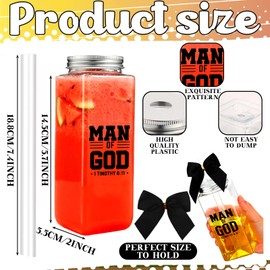 Skylety 24 Pcs Father Day Christian Gift Bulk for Church Man of God Gifts Cups Bulk Man of God Coffee Cups with Straw Lid Bow 13.5 oz Reusable Cup for Church Spiritual Party Favors