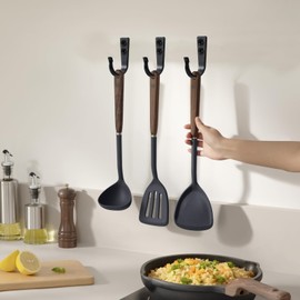 YILANJIN Pack of 6 Coat Hooks, J-Shaped Hooks, Double Hole Heavy Duty Wall Hooks, Non-Slip Coating Hooks, Stainless Steel Wall Hooks for Kitchen, Bathroom, Door, Coats, with Rubber Plugs + Screws