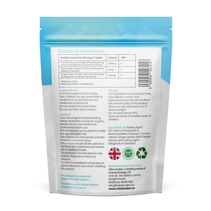 Turmeric Tablets 4000mg with Circumin, Black Pepper & Ginger |
