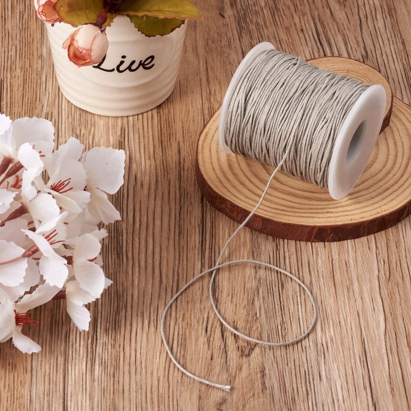 PandaHall 100 Yards/Roll Braided Cotton Cord 1mm Waxed Cotton Cord