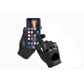 MGGMOKAY Men's Leather Car Gloves Touchscreen Leather Gloves Unlined, Black (touchscreen)