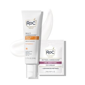 RoC Multi Correxion Revive + Glow Vitamina C Protector solar de amplio espectro SPF 30 Hidratante facial para el rostro (1.7 oz) con crema para los ojos de retinol