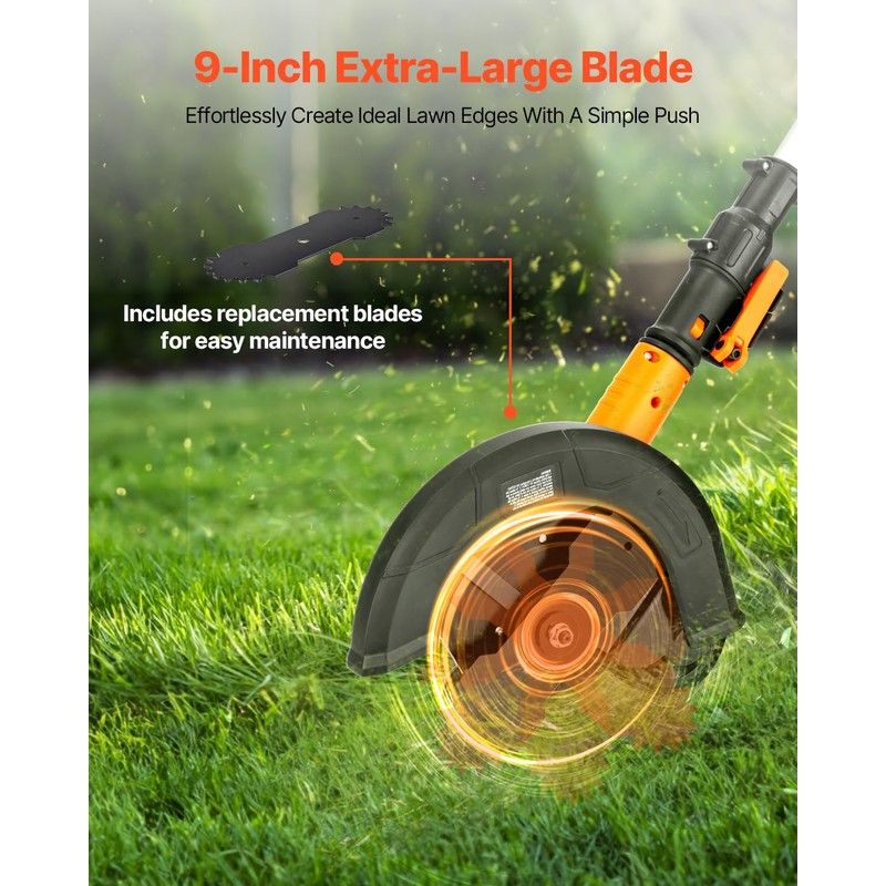 VEVOR Lawn Edger, 9-inch Large Blade, 20 V Battery Powered