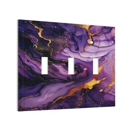 Xuejiaku Light Switch Cover Plate Purple Gold Marble Abstract Luxury 3 Gang Switch Plate Covers Triple Toggle Decorative Wall Plates Electrical Faceplate for Bathroom Bedroom Decor