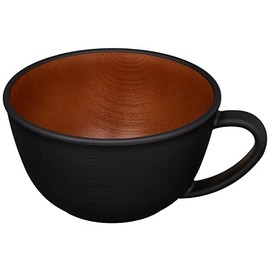 Mitani Yamanaka Lacquer Natural Wood Grain Soup Cup, Black & Brown, 4.7 inches (12 cm)