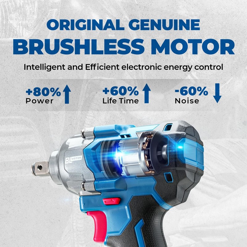 Dong Cheng 20V Brushless Impact Wrench, Max Torque 360 ft-lbs